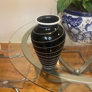 Elegant Black and White Striped Vase